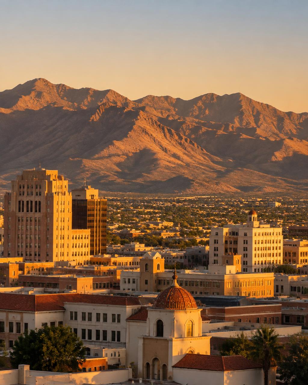 El Paso city landmark and local streetscape